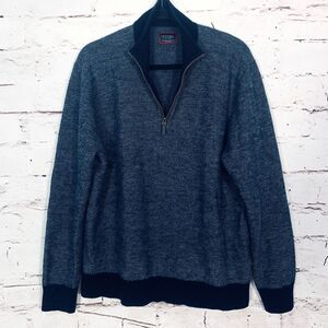 UNTUCKit Men’s XXL 100% Extrafine Merino Wool Quarter-Zip Sweater Navy Pullover